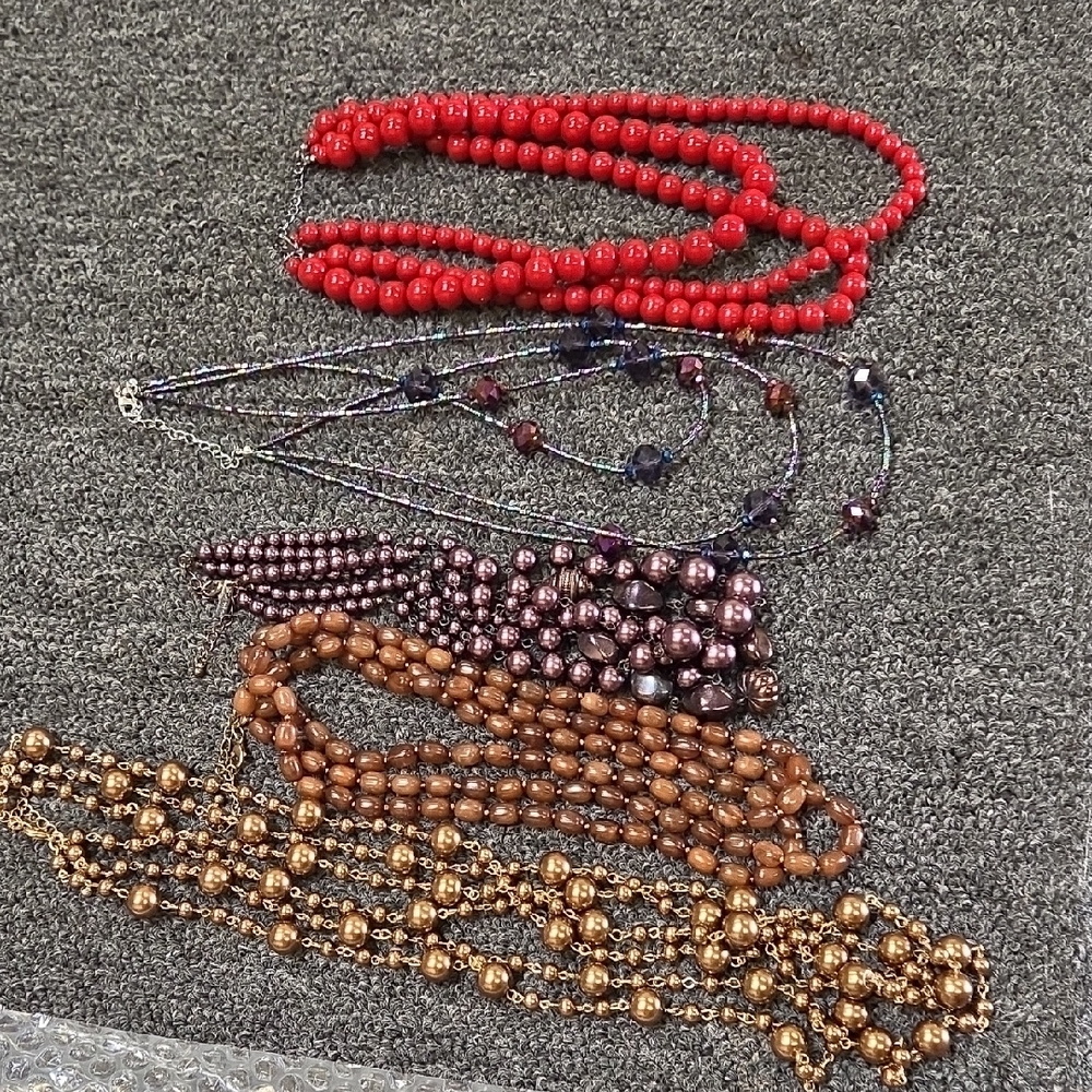 5 Unbranded Multi-Strand Beaded Necklace - Red and Brown Options - Picture 8 of 11